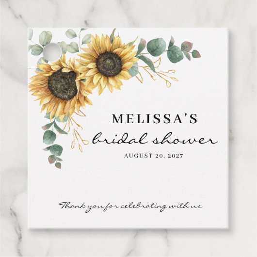 ひまわりエレガントユーカリフローラブライダルシャワー フェイバータグ (正面)