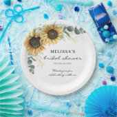 ひまわりエレガントユーカリフローラブライダルシャワー ペーパープレート (パーティー)