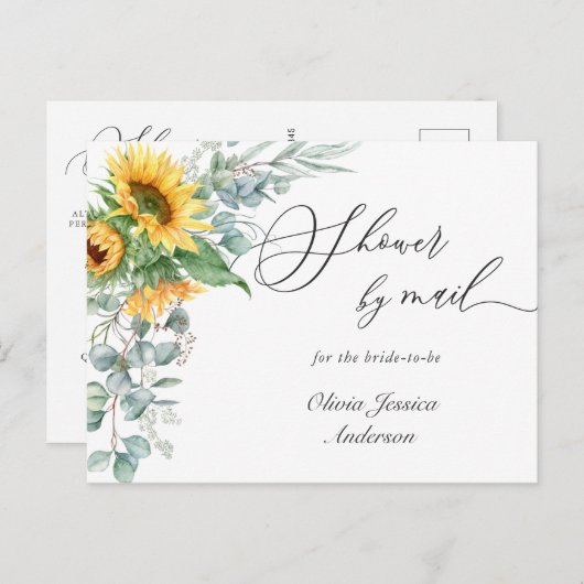 ひまわりエレガントユーカリブライダルシャワーバイメール ポストカード (正面/裏面)