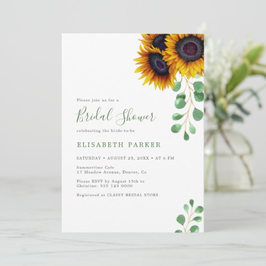 ひまわりエレガントユーカリブライダルシャワー 招待状 (スタンド正面)