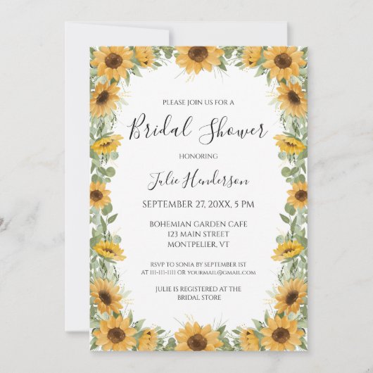 ひまわりエレガントユーカリブライダルシャワー 招待状 (正面)