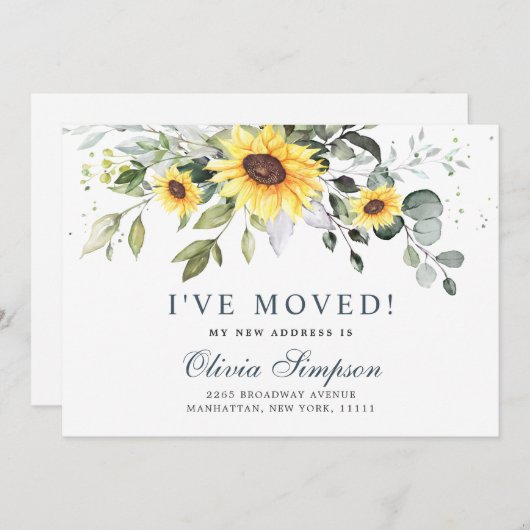 ひまわりエレガントユーカリ水の色の移動 案内状 (正面/裏面)