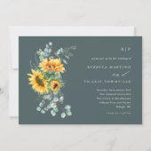 ひまわりエレガントユーカリ秋の結婚式インビタティ 招待状 (正面)