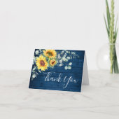 ひまわりエレガントユーカリ素朴ブルーウッドタ サンキューカード (正面)