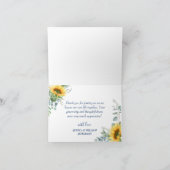 ひまわりエレガントユーカリ素朴ブルーウッド サンキューカード (内部)