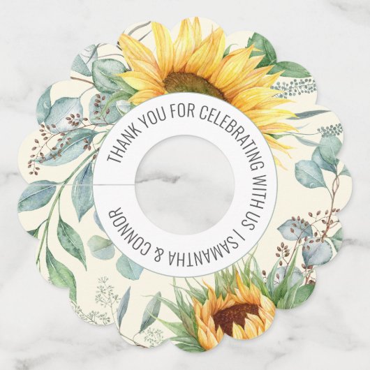 ひまわりエレガントユーカリ結婚式の引き出物 ワイングラスタグ (正面)