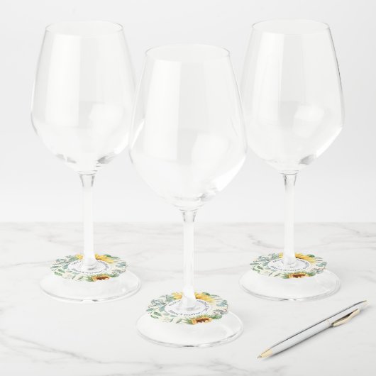 ひまわりエレガントユーカリ結婚式の引き出物 ワイングラスタグ (セット)