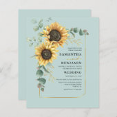 ひまわりエレガントユーカリ結婚式招待状 (正面/裏面)