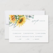 ひまわりエレガントユーカリ結婚式RSVPカード (正面)
