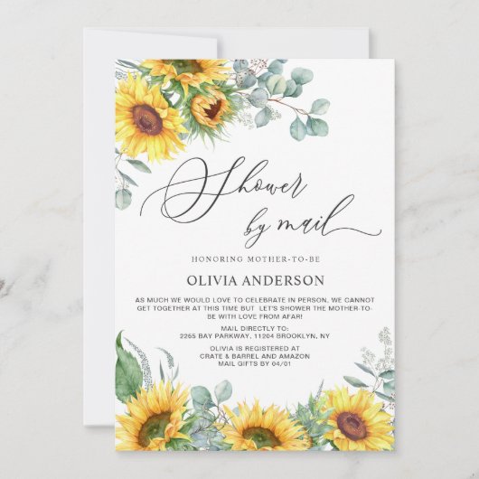ひまわりエレガントユーカリ赤ちゃんシャワーbyメール 招待状 (正面)