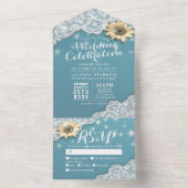 ひまわりエレガントレースひもライトウェディングRSVP オールインワン招待状 (内側)