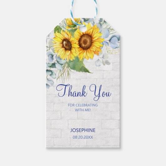 ひまわりエレガント壁煉瓦フローラ誕生日 ギフトタグ (正面)