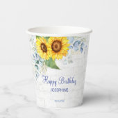 ひまわりエレガント壁煉瓦フローラ誕生日 紙コップ (裏面)