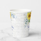 ひまわりエレガント壁煉瓦フローラ誕生日 紙コップ (右)