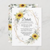 ひまわりエレガント幾何素朴金ゴールド結婚の エンクロージャーカード (正面/裏面)