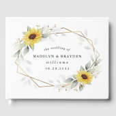 ひまわりエレガント幾何素朴金ゴールド結婚の ゲストブック (正面)