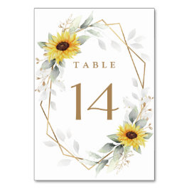 ひまわりエレガント幾何素朴金ゴールド結婚の テーブルナンバー