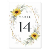 ひまわりエレガント幾何素朴金ゴールド結婚の テーブルナンバー (裏面)