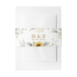 ひまわりエレガント幾何素朴金ゴールド結婚の 招待状ベリーバンド