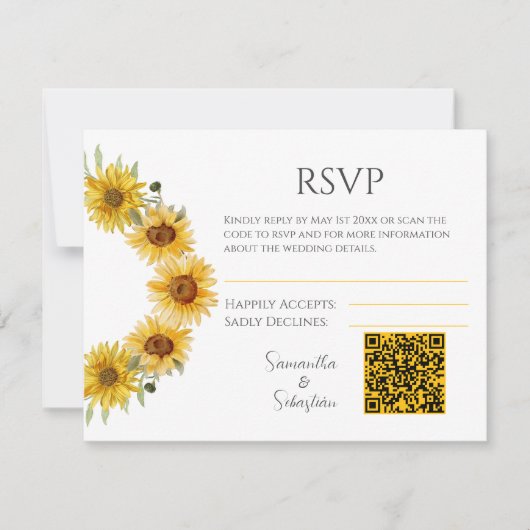 ひまわりエレガント式RSVPエンクロージャカード 出欠カード (正面)