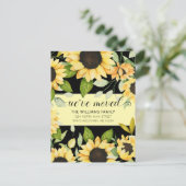 ひまわりエレガント水彩フローラブラック移動 案内ポストカード (スタンド正面)