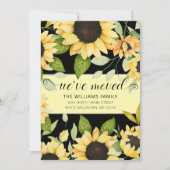 ひまわりエレガント水彩フローラブラック移動 案内状 (正面)