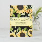 ひまわりエレガント水彩フローラブラック移動 案内状 (スタンド正面)