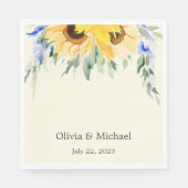 ひまわりエレガント水彩結婚ナプキン スタンダードランチョンナプキン (正面)