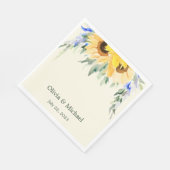 ひまわりエレガント水彩結婚ナプキン スタンダードランチョンナプキン (角)