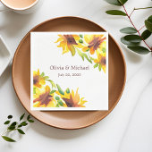 ひまわりエレガント水彩結婚ナプキン スタンダードランチョンナプキン