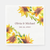 ひまわりエレガント水彩結婚ナプキン スタンダードランチョンナプキン (正面)