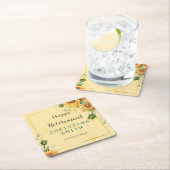 ひまわりエレガント水彩退職パーティー スクエアペーパーコースター (インサイチュ)