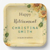 ひまわりエレガント水彩退職パーティー ペーパープレート (正面)