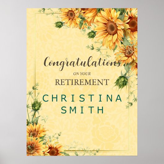 ひまわりエレガント水彩退職パーティー ポスター (正面)