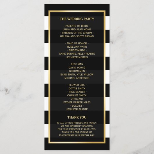 ひまわりエレガント白黒結婚式 プログラム (裏面)