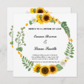 ひまわりエレガント素朴な円結婚式招待状 招待状 (正面/裏面)