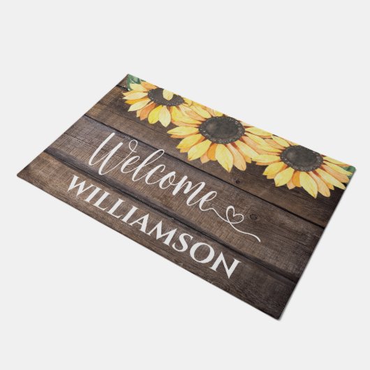 ひまわりエレガント素朴ファミリーホームウェルカム ドアマット (アングル)