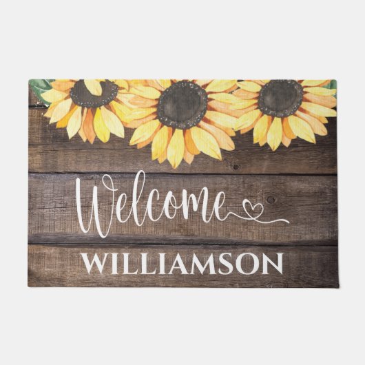 ひまわりエレガント素朴ファミリーホームウェルカム ドアマット (正面)