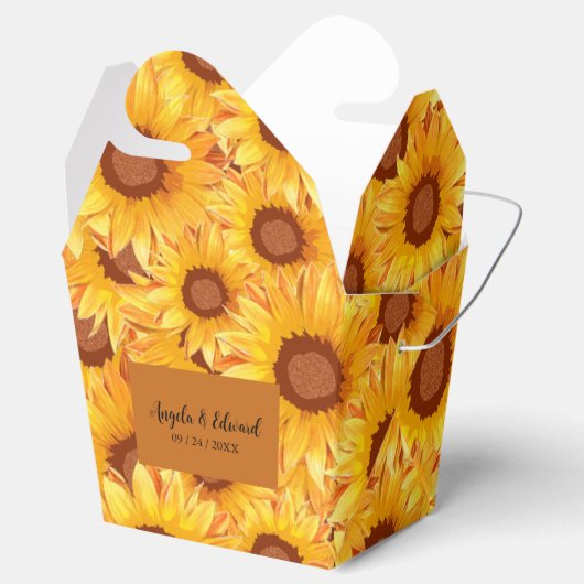 ひまわりエレガント花模様結婚式の引き出物箱 フェイバーボックス (オープン)