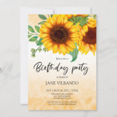 ひまわりエレガント誕生日パーティーへの招待 招待状 (正面)