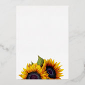 ひまわりエレガント金ゴールドフォイルのシック結婚スクリプト 箔招待状 (裏面)