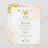 ひまわりエレガント黄色フローラウェディングパーティーメニュー (正面/裏面)
