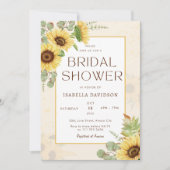 ひまわりエレガント黄色フローラブライダルシャワー 招待状 (正面)
