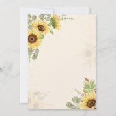 ひまわりエレガント黄色フローラブライダルシャワー 招待状 (裏面)