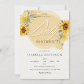 ひまわりエレガント黄色フローラ赤ちゃんシャワー 招待状 (正面)