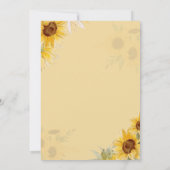 ひまわりエレガント黄色フローラ赤ちゃんシャワー 招待状 (裏面)