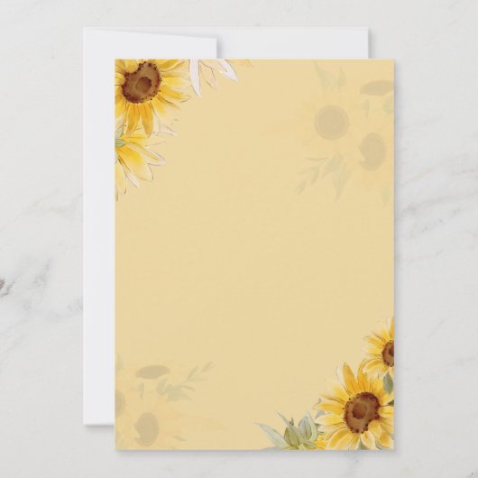ひまわりエレガント黄色フローラ赤ちゃんシャワー 招待状 (裏面)