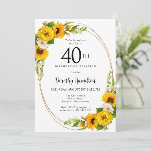ひまわりエレガント40th誕生日パーティー 招待状 (スタンド正面)