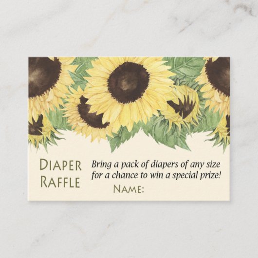 ひまわりオムツラッフルチケット プレイスカード (正面)