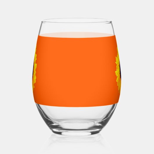 ひまわりオレンジイエローフローラ飲み物用品セット ステムなしワイングラス (右)